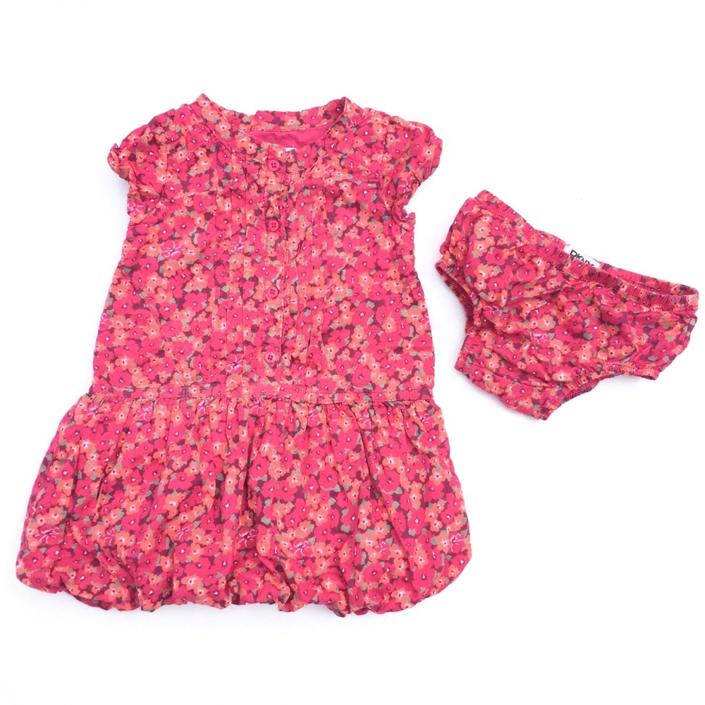 Baby Girls Floral Shirtdress with matching Bloomers Set size 12m